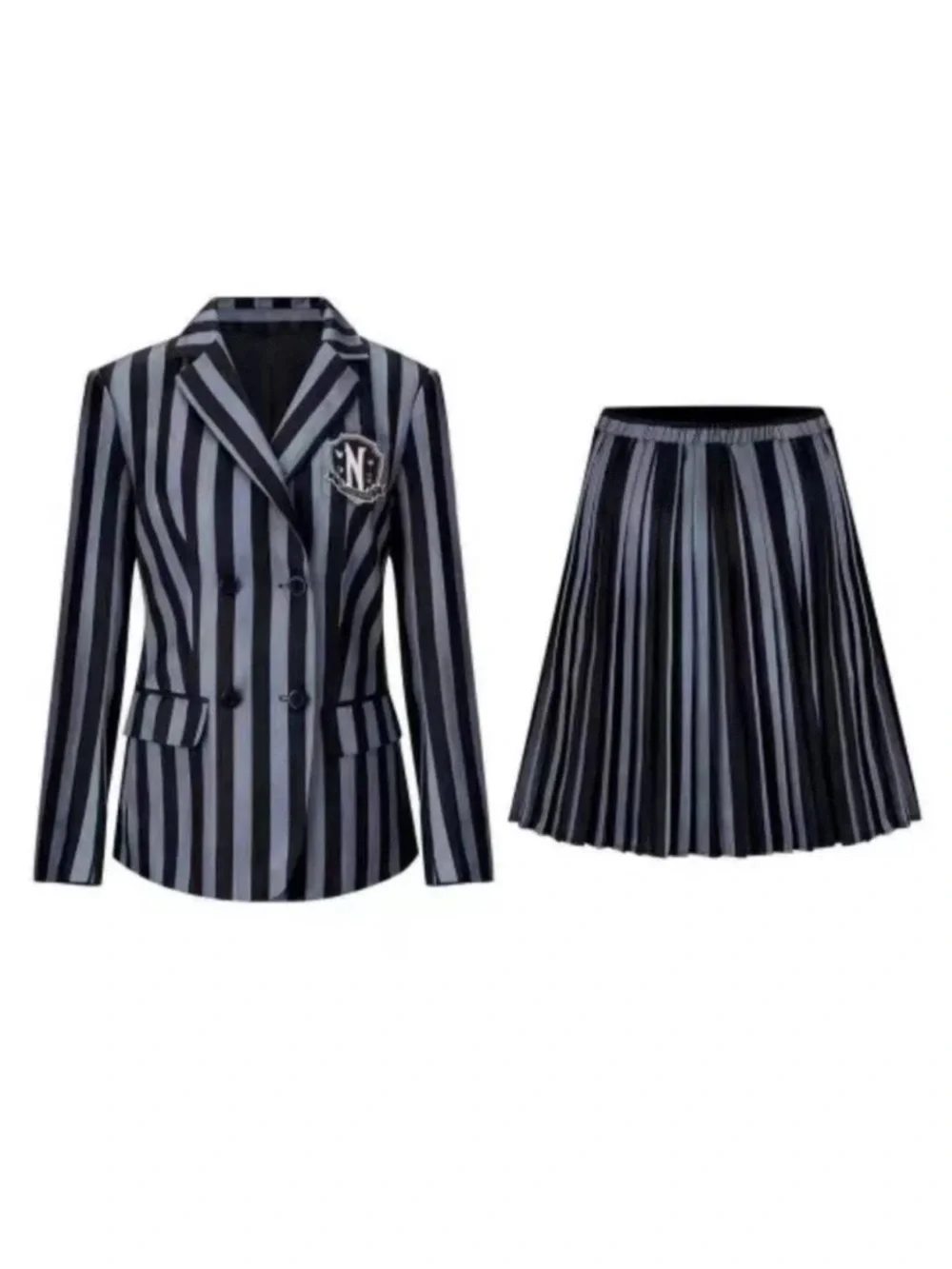 Girls Wednesday Addams Halloween Costume Cosplay Uniform Dress Dark Academia